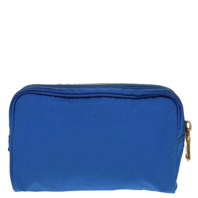 Prada Cosmetic Pouch Blue Synthetic Clutch Bag (Pre-Owned)