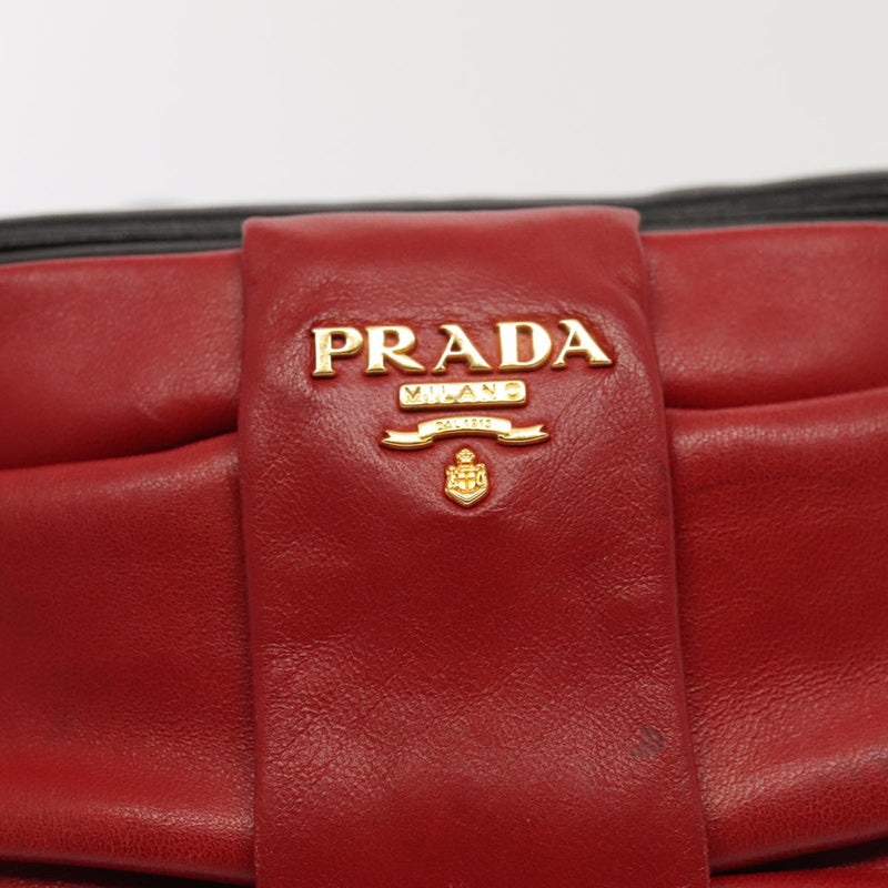 Prada Ribbon Red Leather Shoulder Bag (Pre-Owned)