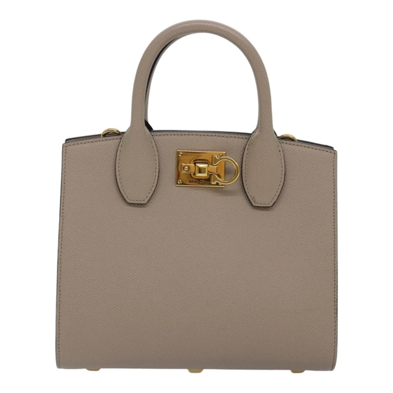 Salvatore Ferragamo Studio Beige Leather Handbag (Pre-Owned)