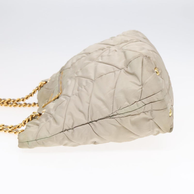 Prada Re-Nylon Beige Canvas Shoulder Bag (Pre-Owned)