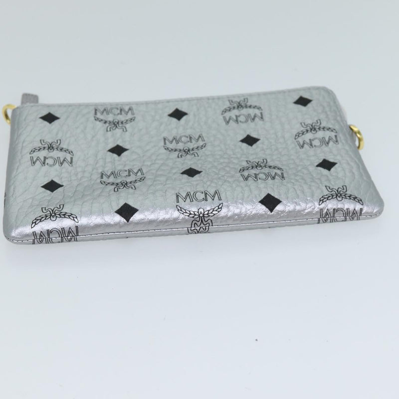 MCM Visetos Silver Canvas Clutch Bag (Pre-Owned)