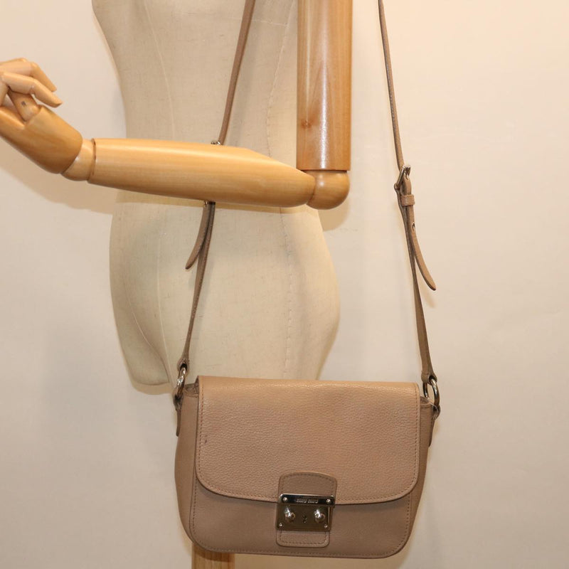 Miu Miu Vitello Beige Leather Shoulder Bag (Pre-Owned)