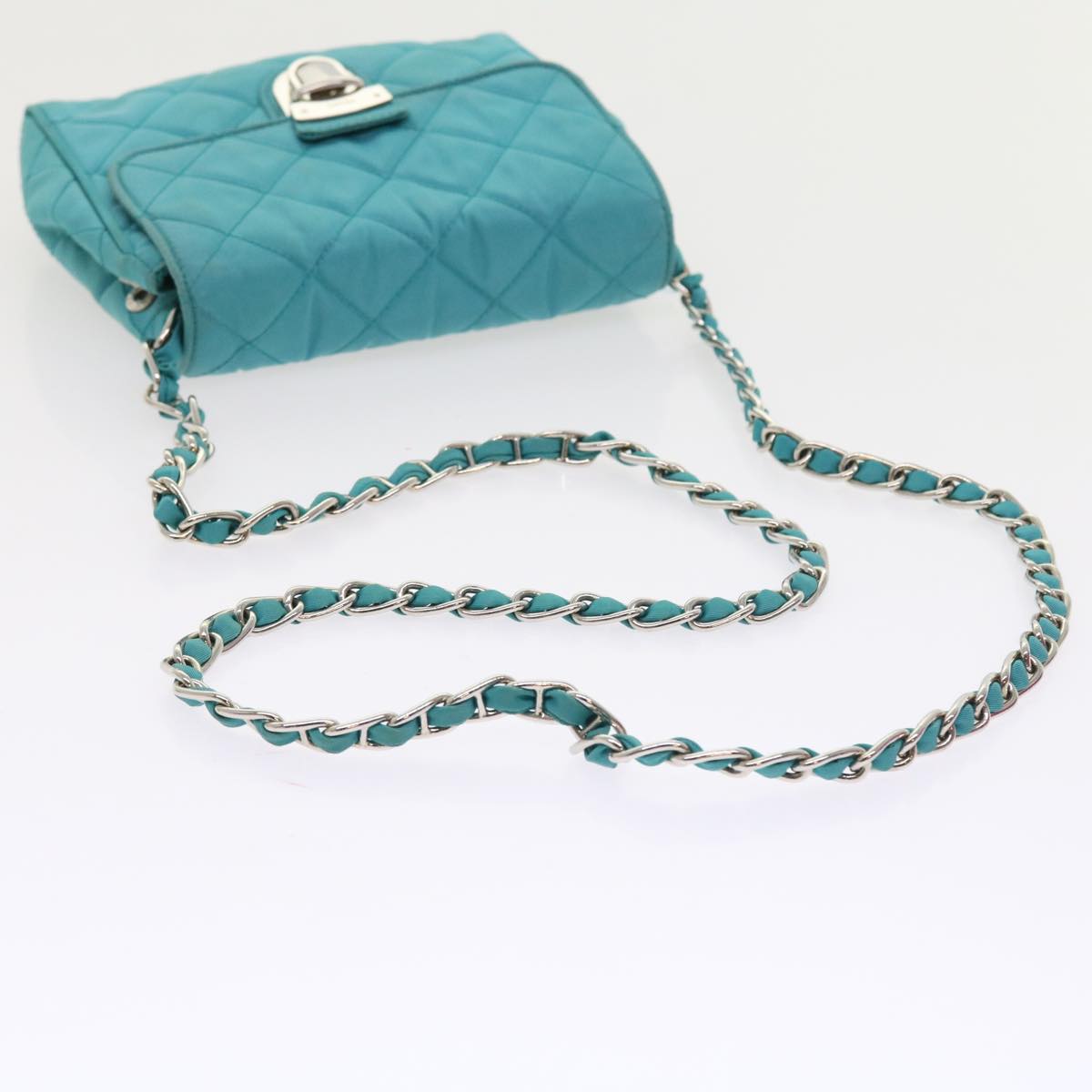 Prada Tessuto Turquoise Synthetic Shoulder Bag (Pre-Owned)