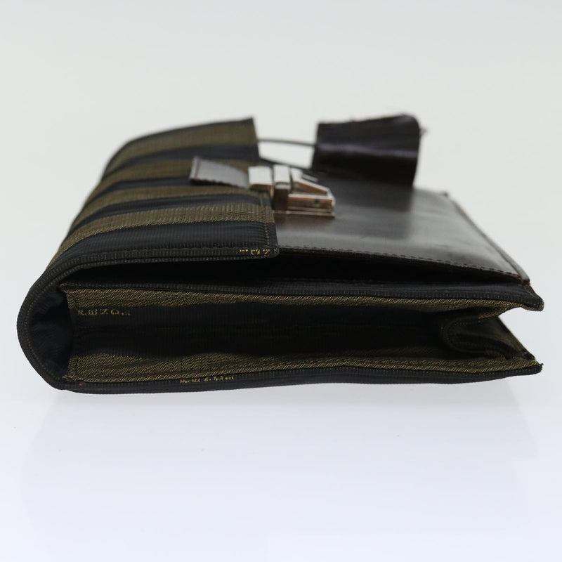 Fendi Pecan Black Canvas Clutch Bag (Pre-Owned)