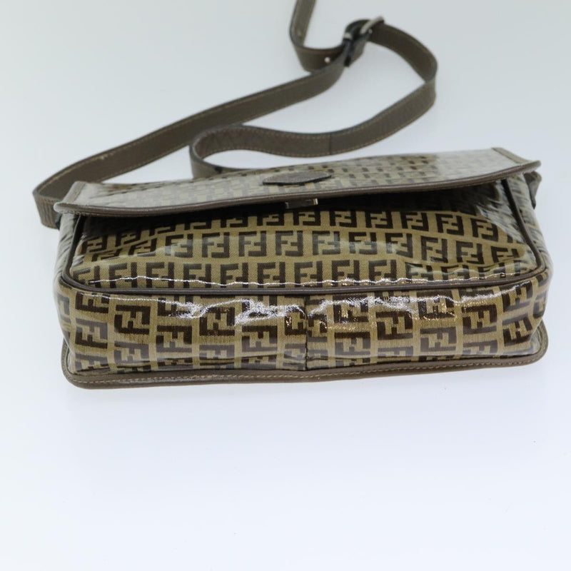 Fendi Zucchino Brown Canvas Shoulder Bag (Pre-Owned)