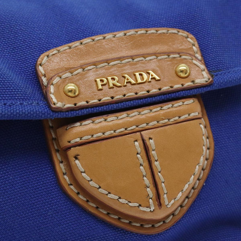 Prada Blue Canvas Shoulder Bag (Pre-Owned)