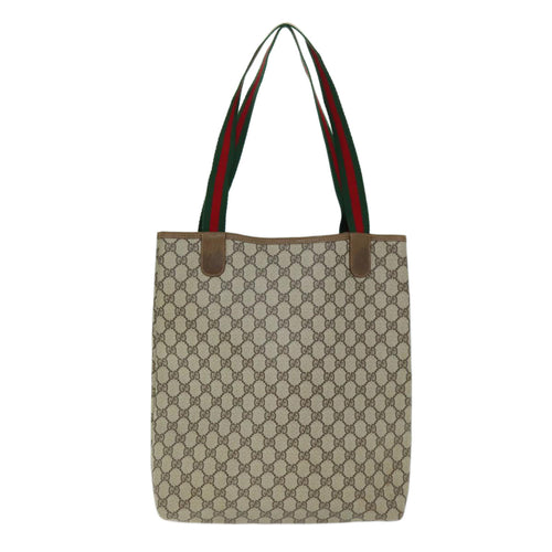 Gucci Sherry Beige Canvas Tote Bag (Pre-Owned)