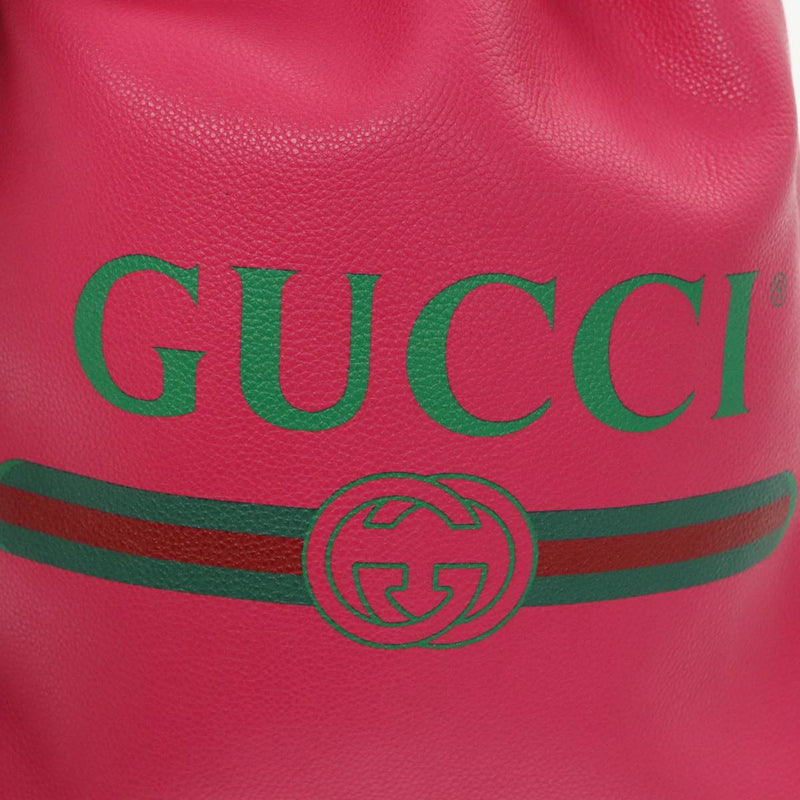 Gucci Drawstring Pink Leather Backpack Bag (Pre-Owned)