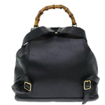 Gucci Bamboo Black Leather Backpack Bag (Pre-Owned)