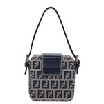 Fendi Zucchino Navy Canvas Clutch Bag (Pre-Owned)