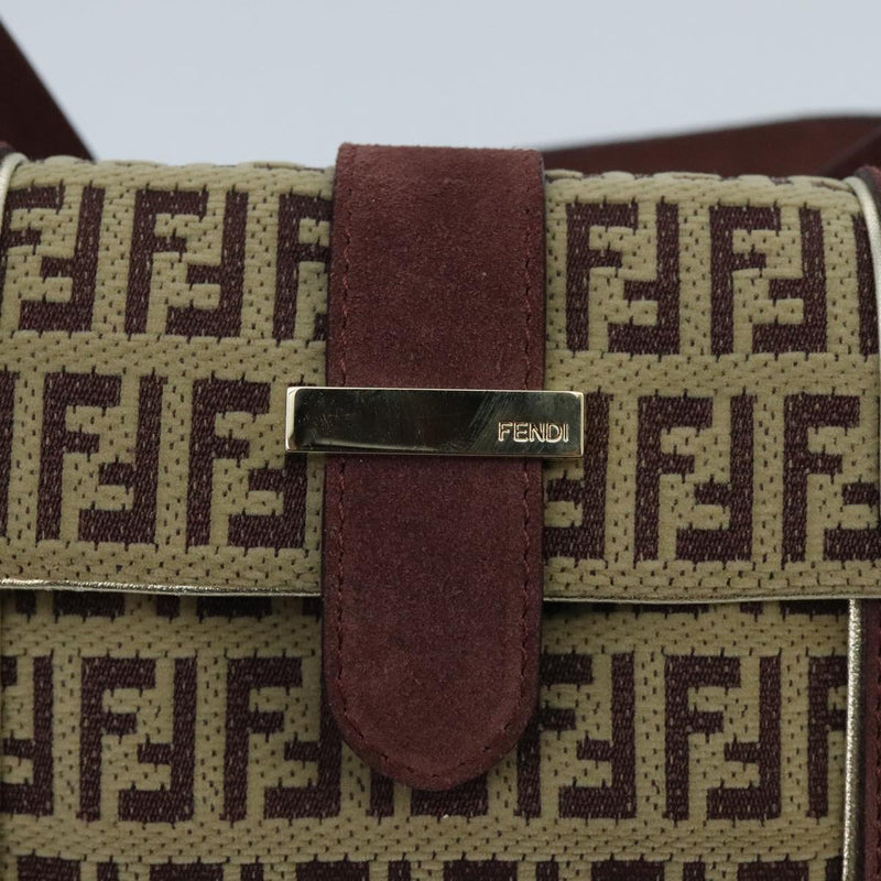 Fendi Baguette Burgundy Canvas Handbag (Pre-Owned)