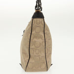 Salvatore Ferragamo Gancini Beige Canvas Shoulder Bag (Pre-Owned)