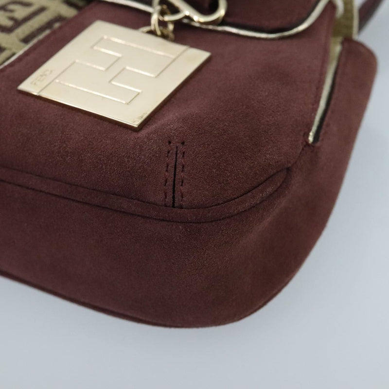 Fendi Baguette Burgundy Canvas Handbag (Pre-Owned)