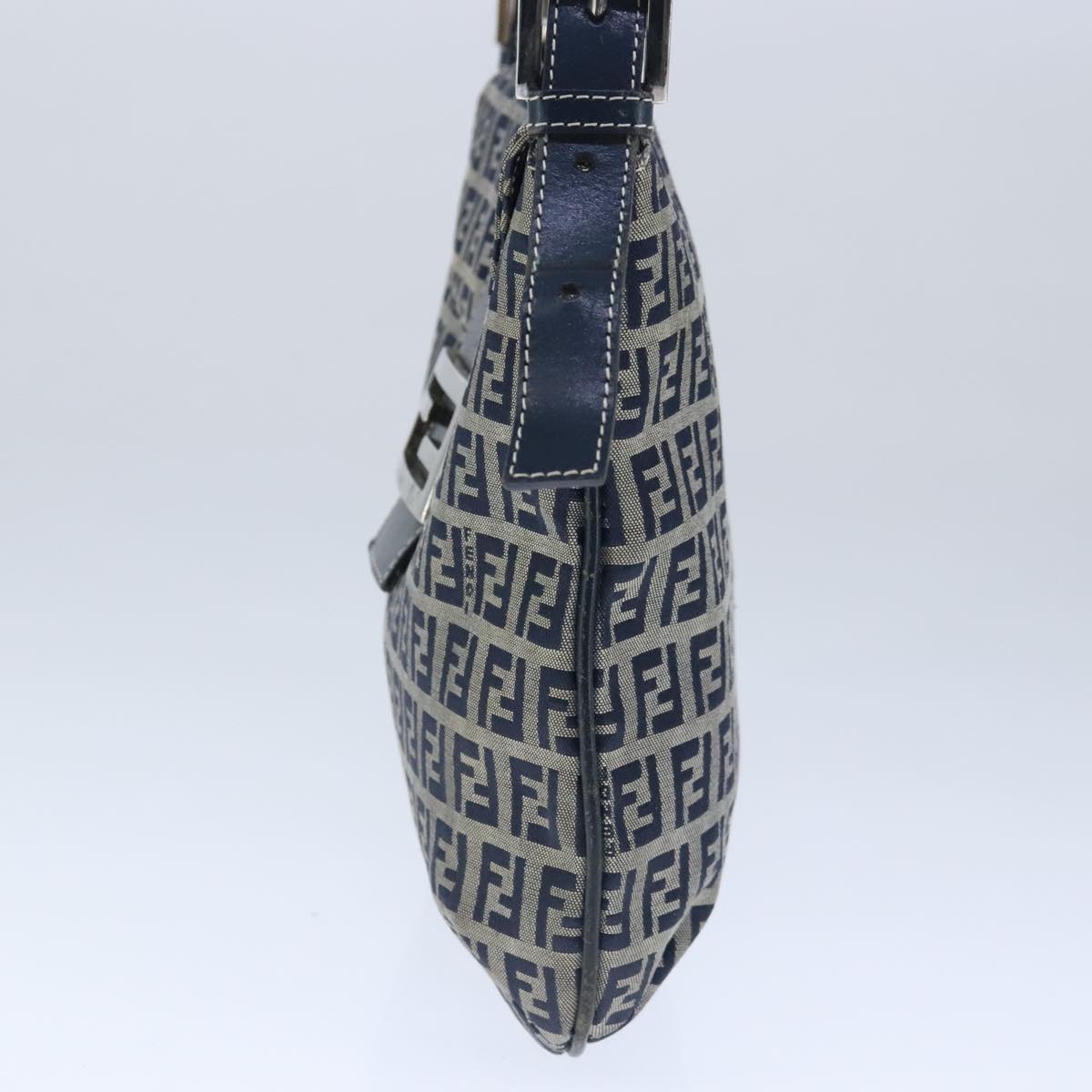 Fendi Zucchino Navy Canvas Shoulder Bag (Pre-Owned)