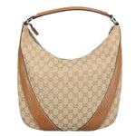 Gucci Hobo Beige Canvas Shoulder Bag (Pre-Owned)