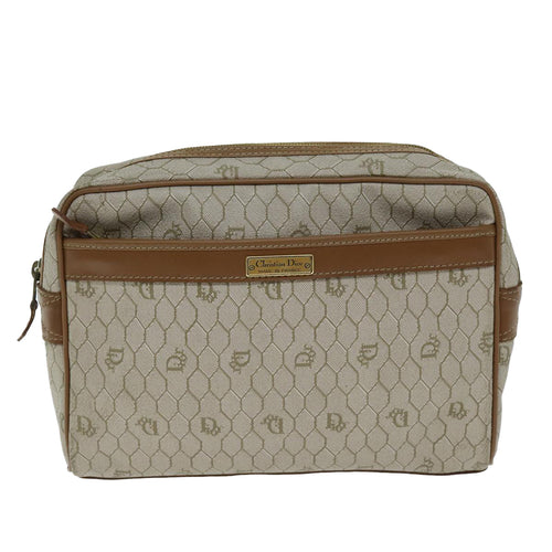 Dior Honeycomb Beige Canvas Clutch Bag (Pre-Owned)