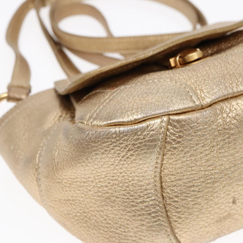 Prada Gold Leather Shoulder Bag (Pre-Owned)