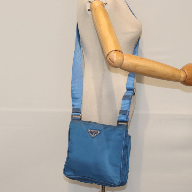 Prada Re-Nylon Blue Canvas Shoulder Bag (Pre-Owned)