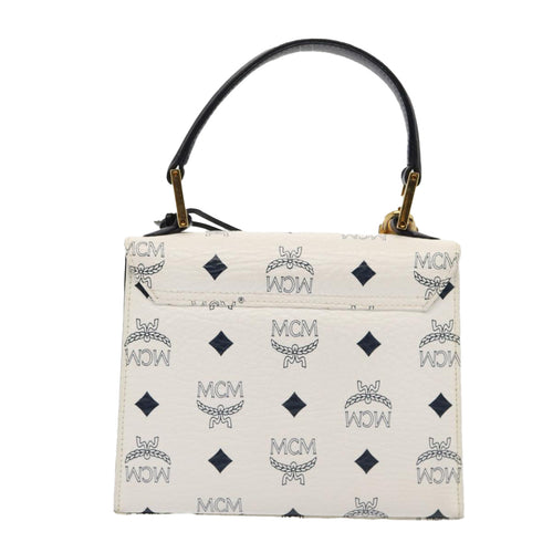 MCM Visetos White Canvas Handbag (Pre-Owned)