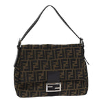 Fendi Mamma Baguette Brown Canvas Shoulder Bag (Pre-Owned)