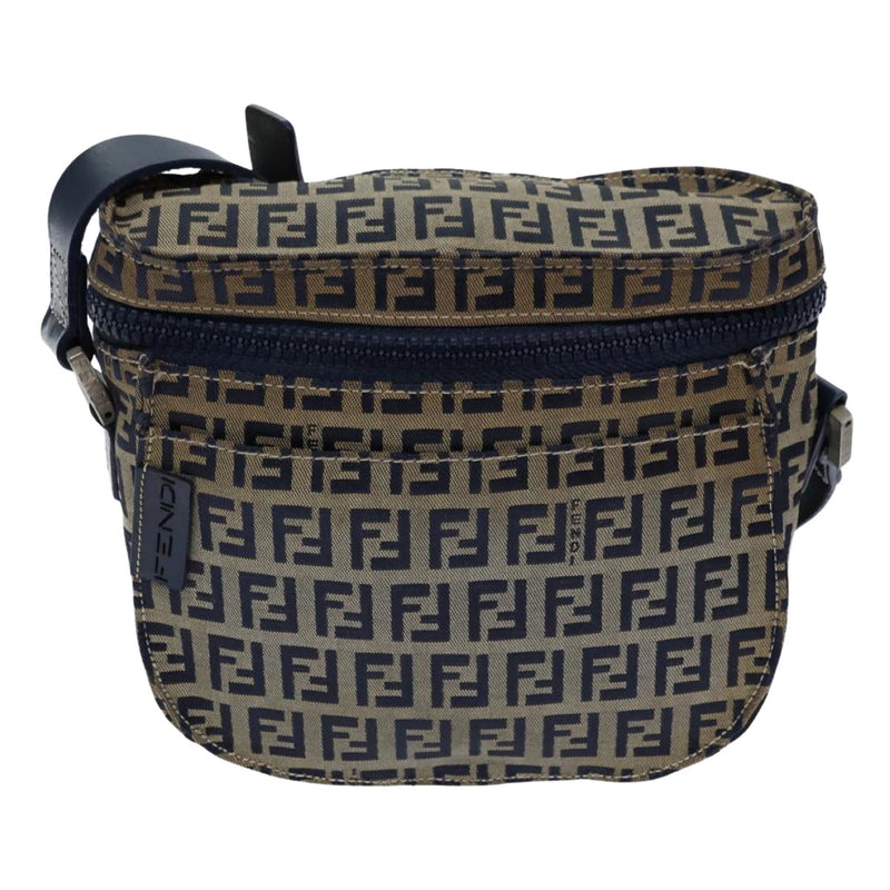 Fendi Zucchino Navy Canvas Shoulder Bag (Pre-Owned)