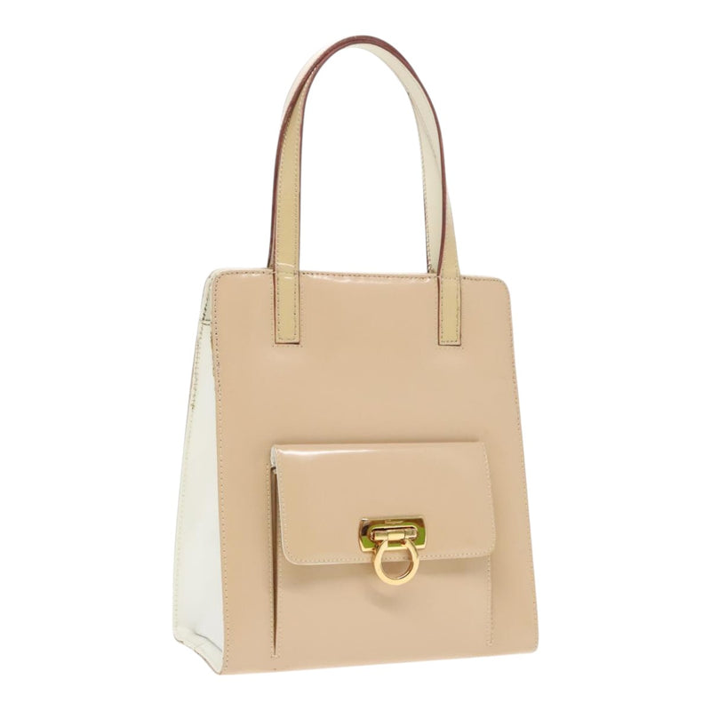 Salvatore Ferragamo Beige Patent Leather Handbag (Pre-Owned)