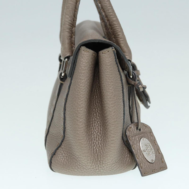 Fendi Selleria Grey Leather Handbag (Pre-Owned)