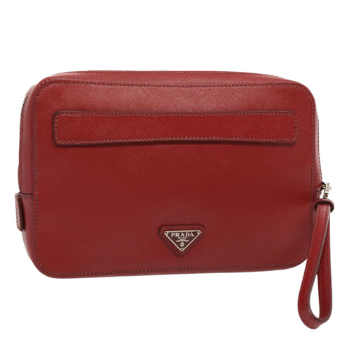 Prada Pionnière Red Leather Clutch Bag (Pre-Owned)