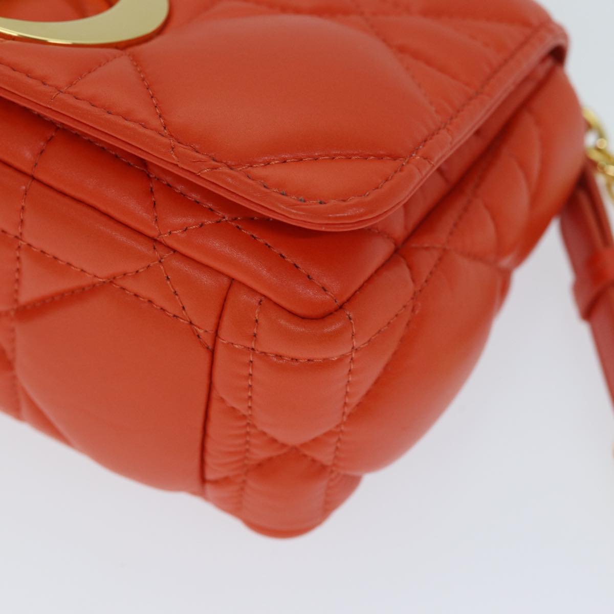 Dior Caro Orange Leather Shoulder Bag (Pre-Owned)