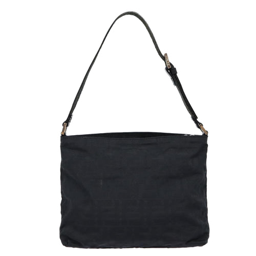 Fendi Zucca Black Canvas Shoulder Bag (Pre-Owned)