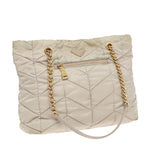 Prada Re-Nylon Beige Canvas Shoulder Bag (Pre-Owned)