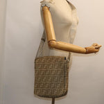 Fendi Zucca Beige Canvas Shoulder Bag (Pre-Owned)