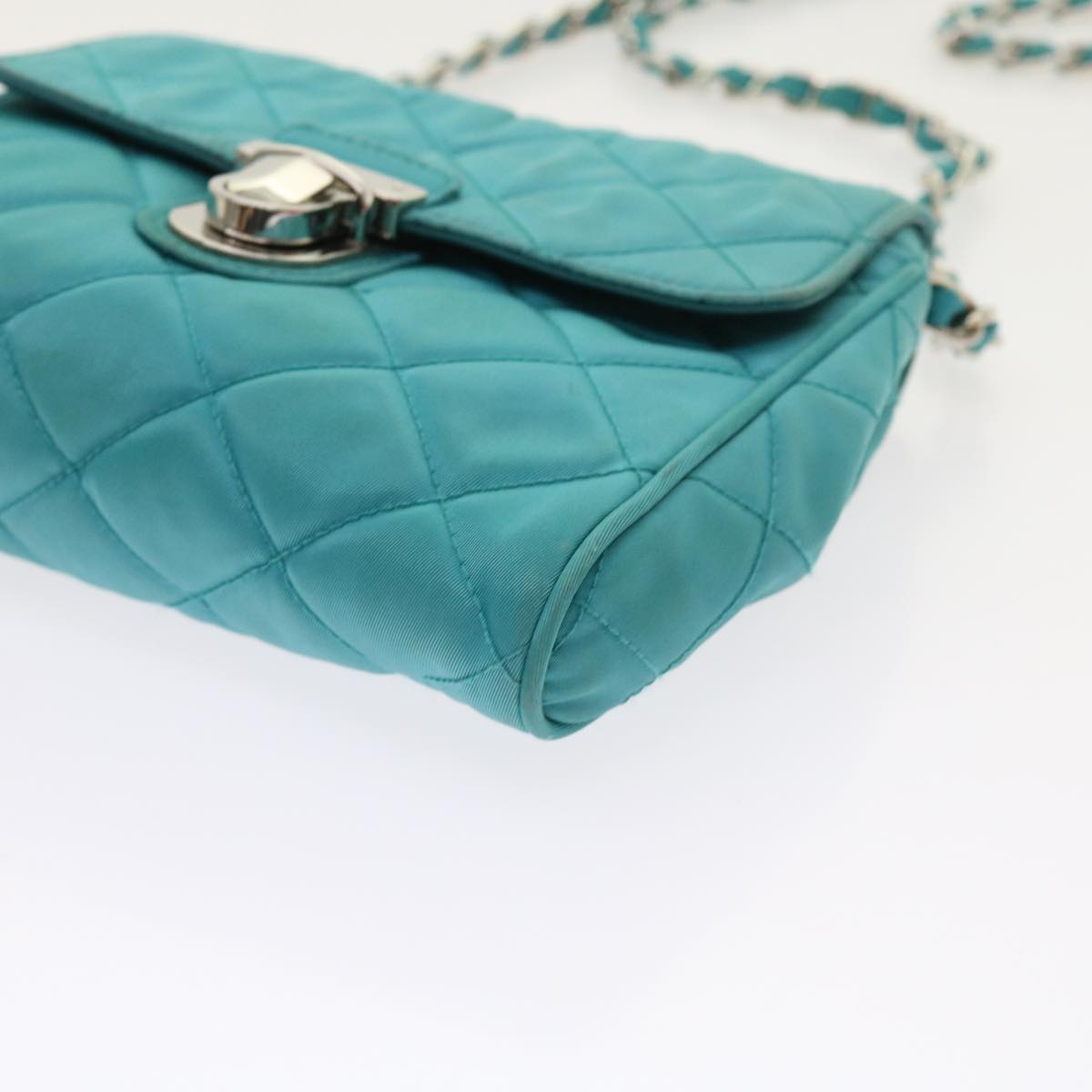 Prada Tessuto Turquoise Synthetic Shoulder Bag (Pre-Owned)