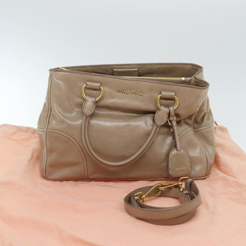 Miu Miu Vitello Beige Leather Handbag (Pre-Owned)