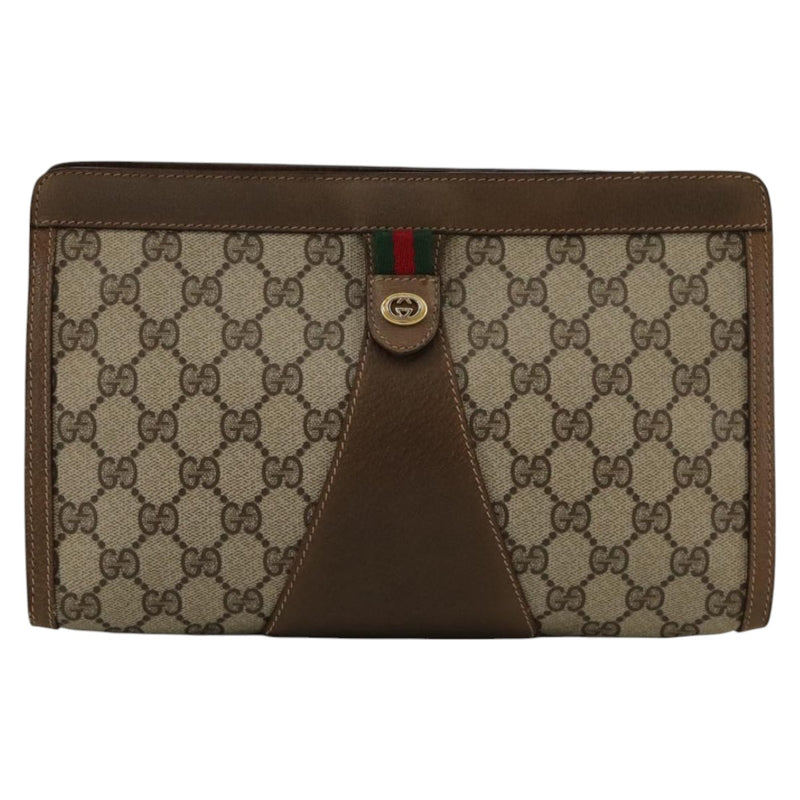 Gucci Ophidia Beige Canvas Clutch Bag (Pre-Owned)