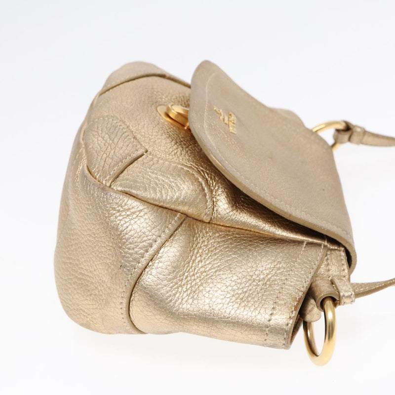 Prada Gold Leather Shoulder Bag (Pre-Owned)