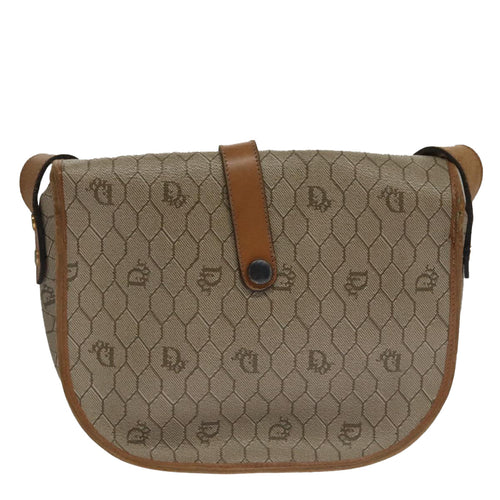 Dior Honeycomb Beige Canvas Shoulder Bag (Pre-Owned)