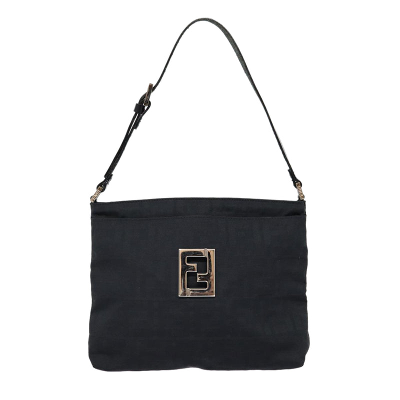 Fendi Zucca Black Canvas Shoulder Bag (Pre-Owned)