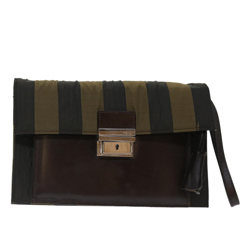 Fendi Pecan Black Canvas Clutch Bag (Pre-Owned)