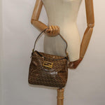 Fendi Mamma Baguette Beige Canvas Shoulder Bag (Pre-Owned)