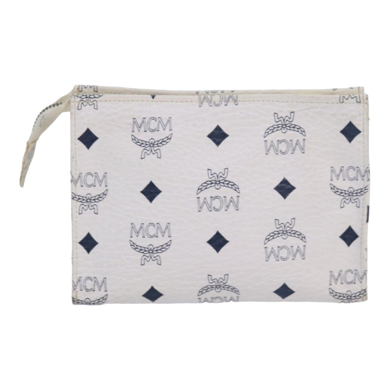 MCM Visetos White Leather Clutch Bag (Pre-Owned)