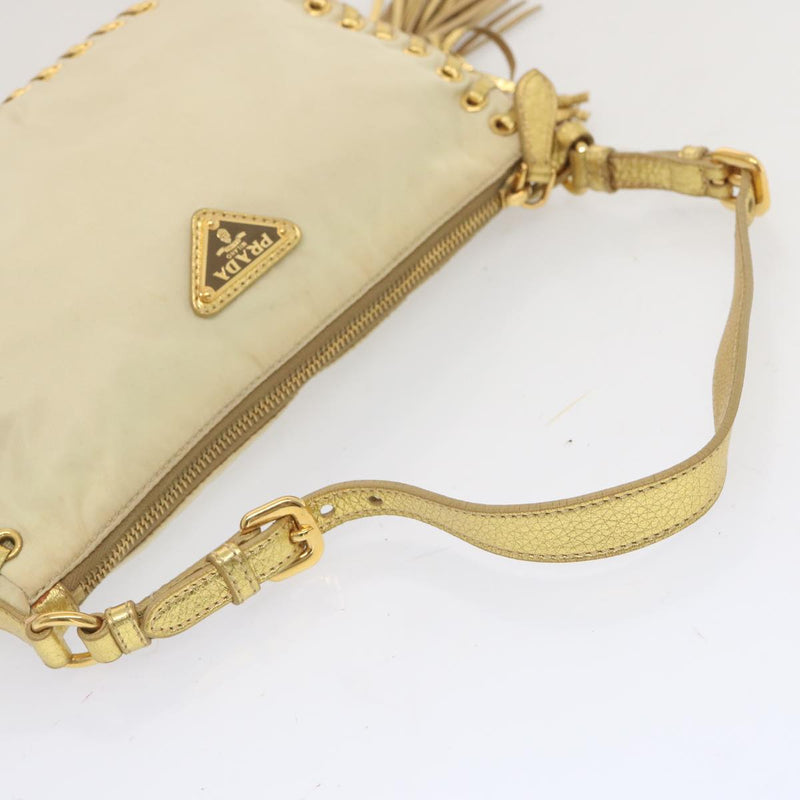 Prada Jacquard Beige Synthetic Handbag (Pre-Owned)