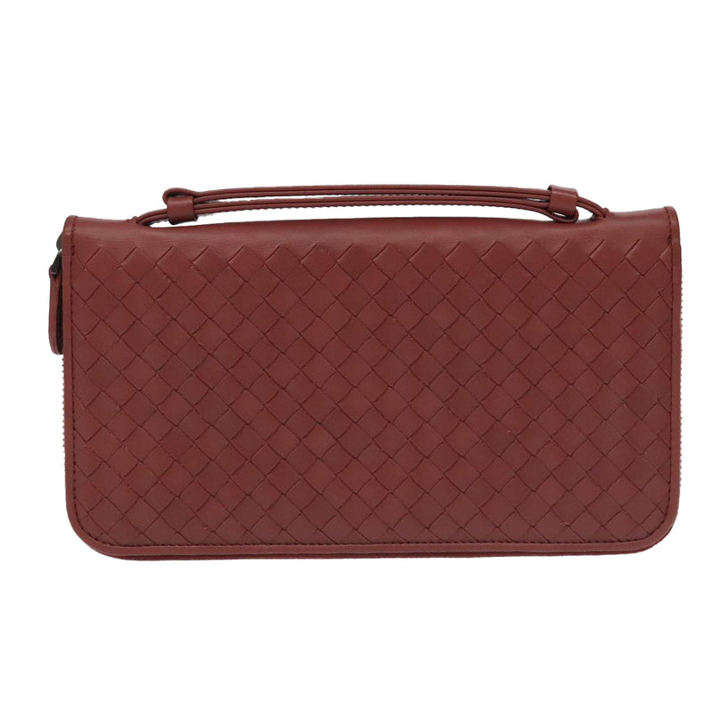 Bottega Veneta Intrecciato Red Leather Briefcase Bag (Pre-Owned)