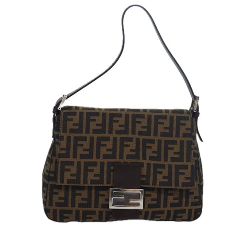 Fendi Mamma Baguette Brown Canvas Shoulder Bag (Pre-Owned)