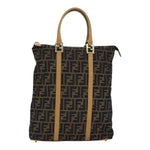 Fendi Zucca Brown Canvas Handbag (Pre-Owned)