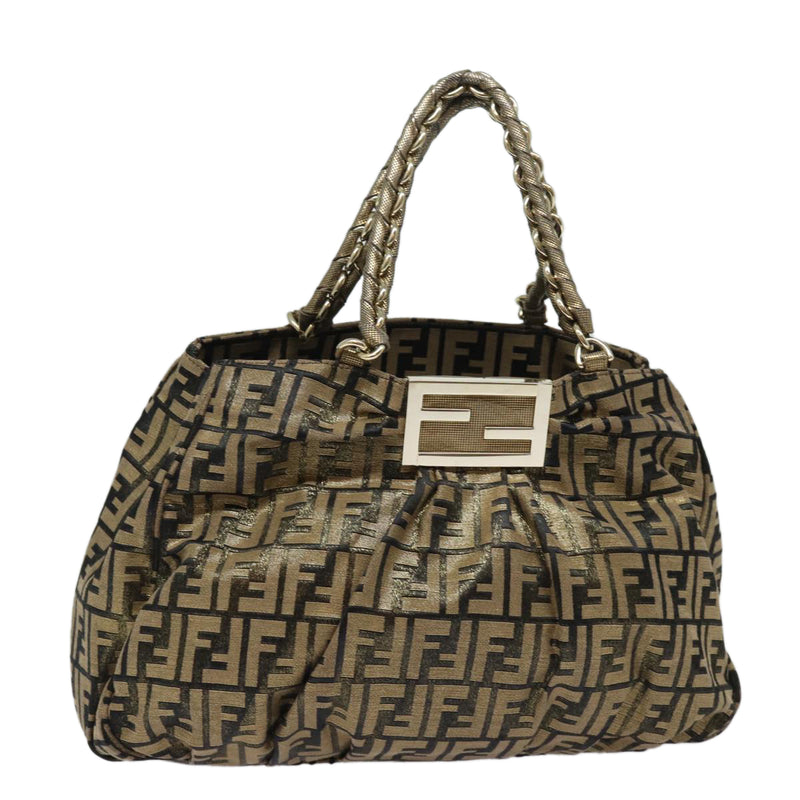 Fendi Zucca Gold Canvas Handbag (Pre-Owned)