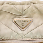 Prada Re-Nylon Beige Canvas Shoulder Bag (Pre-Owned)