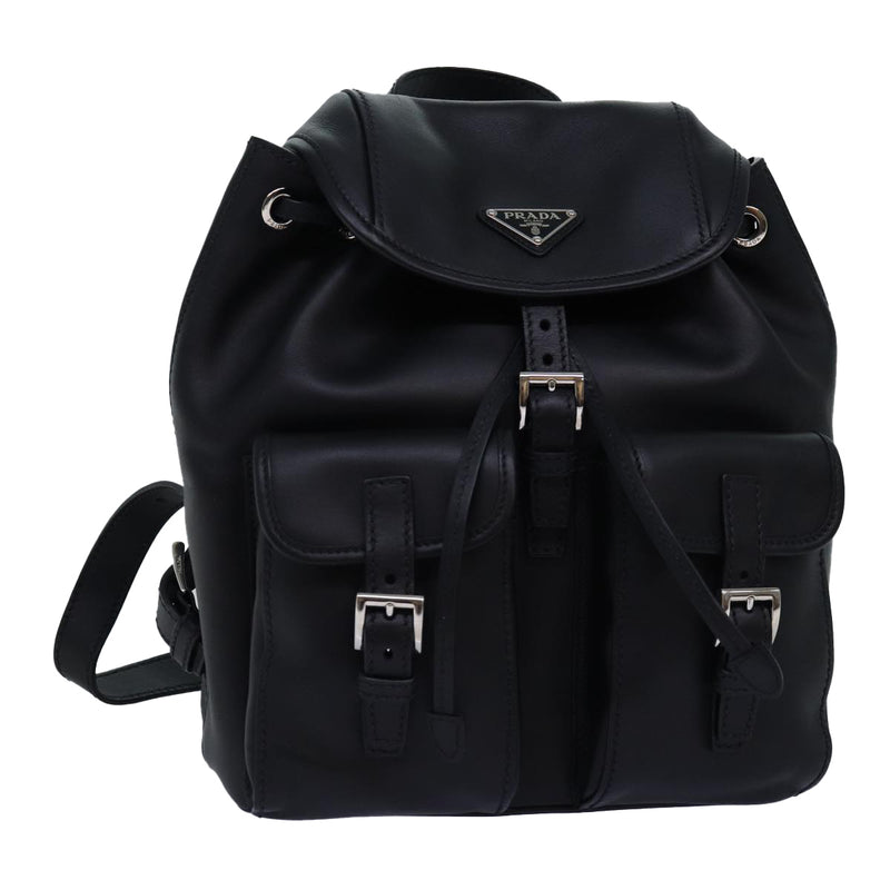 Prada Black Leather Backpack Bag (Pre-Owned)