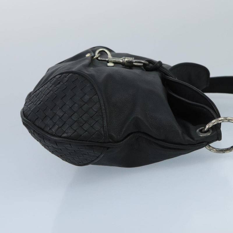 Bottega Veneta Intrecciato Black Leather Shoulder Bag (Pre-Owned)