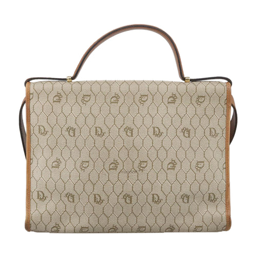 Dior Honeycomb Beige Canvas Handbag (Pre-Owned)